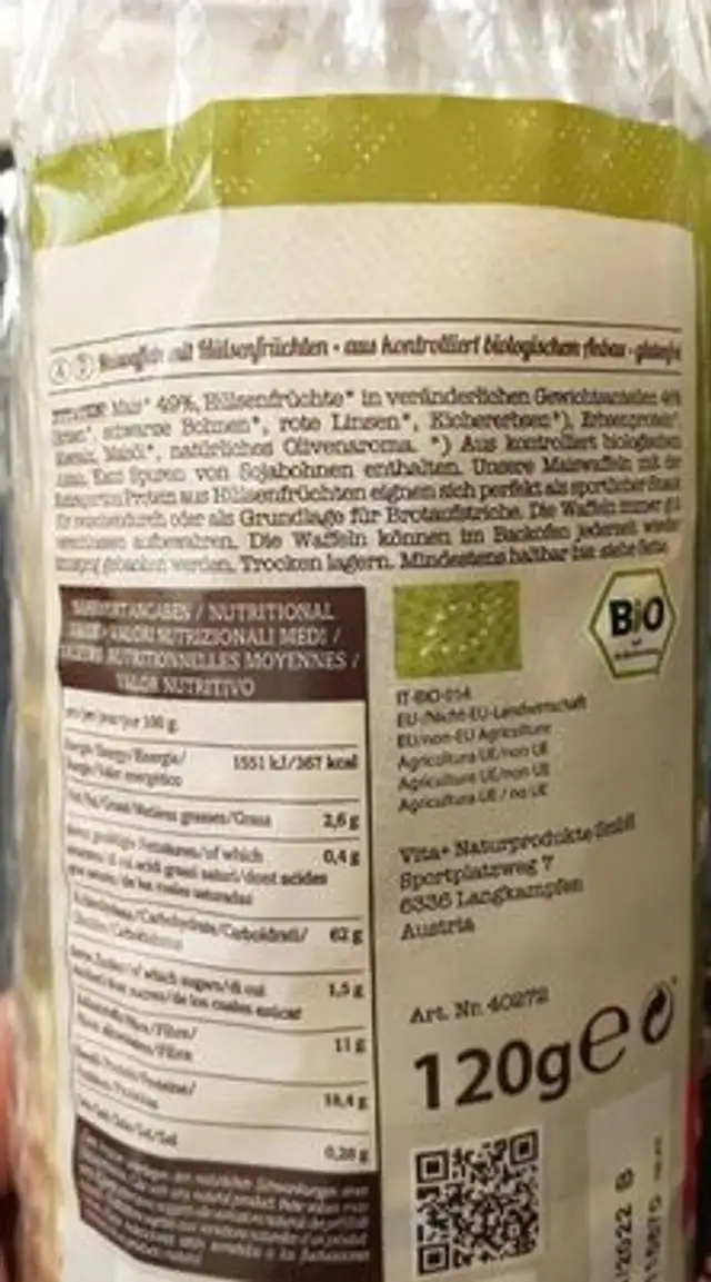 Green protein waffeln imp nutrition facts table