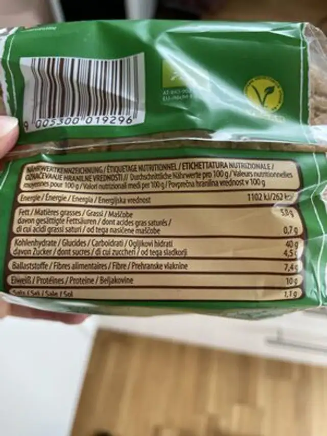 Ölz Vollkorn Toast nutrition facts table
