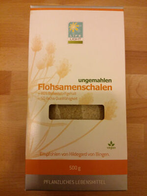 Flohsamenschalen ungemahlen front packaging