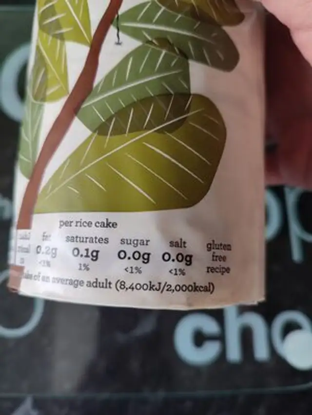 Wholegrain Low Fat Rice Cakes nutrition facts table