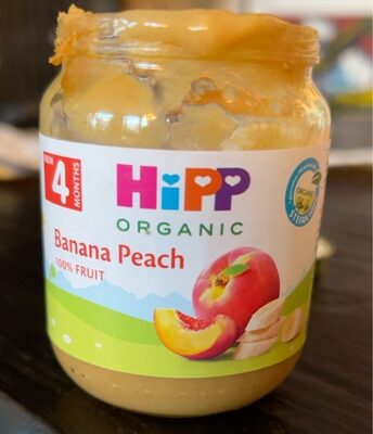 Banana peach 100% fruit front packaging