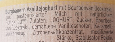 Bergbauern Joghurt Vanille ingredients label