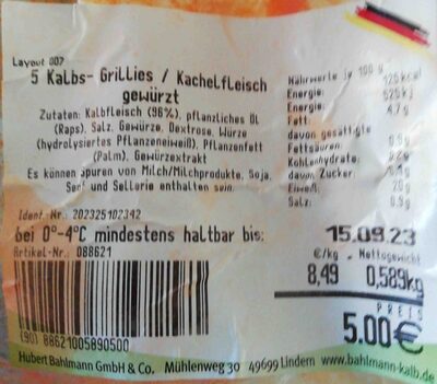 Kalbs-Grillies / Kachelfleisch, gewürzt
