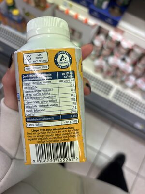 Schlagobers ingredients label