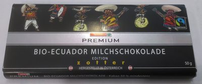 Bio-Ecuador Milchschokolade front packaging