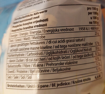 Bio-Kartoffel-Chips Meersalz nutrition facts table