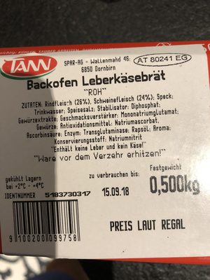 Backofen leberkäse