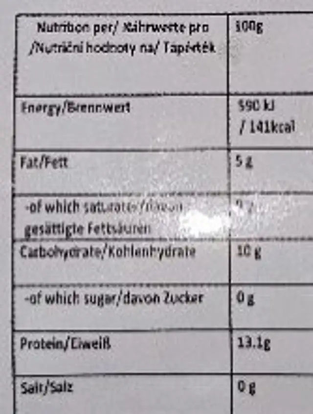 Edame Sojabohnen nutrition facts table