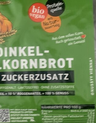 Bio Dinkel Vollkornbrot nutrition facts table