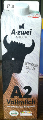 A-zwei Vollmilch front packaging