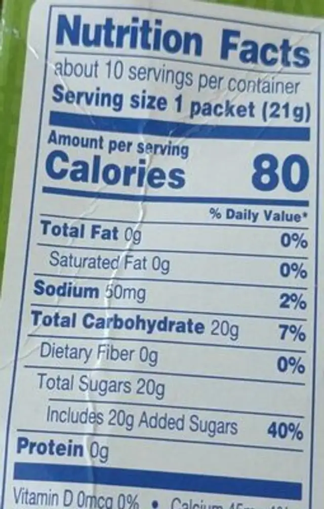 Spiced cider nutrition facts table