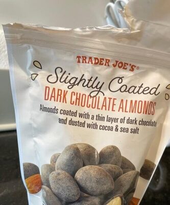 Trader Joe’s slightly coded, dark chocolate almonds