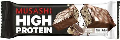 High Protein Cookies And Cream Flavoured Protein Bar front packaging