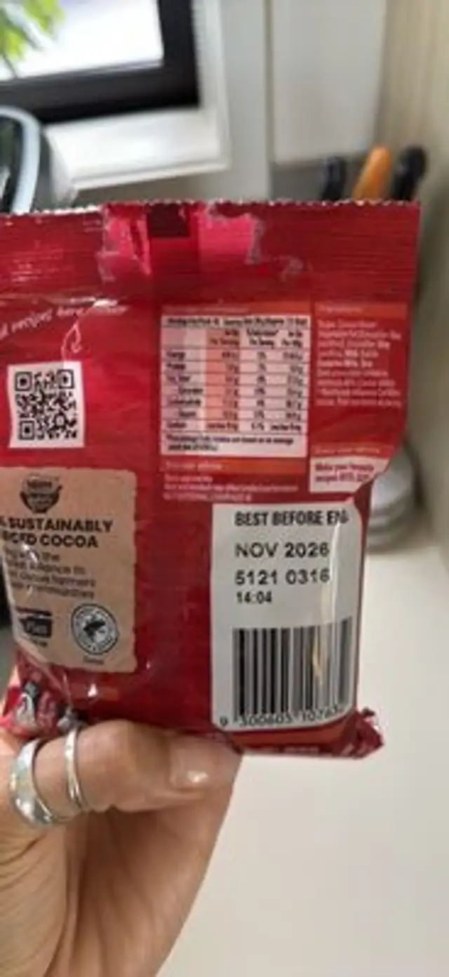 choc bits delightful dark chocolate nutrition facts table