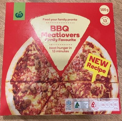 Bbq meatlovers pizza front packaging