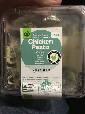 Chicken Pesto pasta salad with semi dried tomatoes