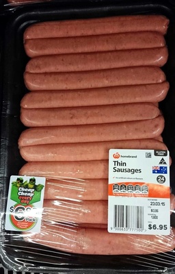 Thin Sausages 24 Pack front packaging