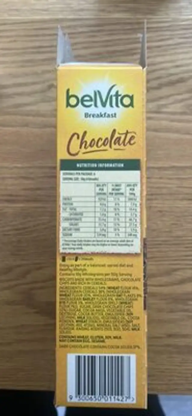 Chocolate nutrition facts table