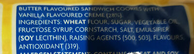 Oreo Golden ingredients label