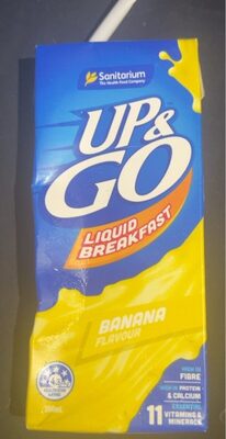 Banana flavoured up&go front packaging