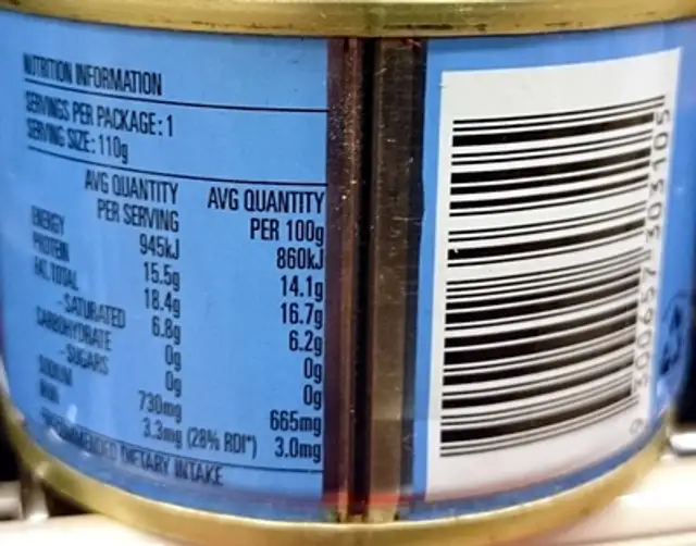 Hamper Lamb Tongues nutrition facts table