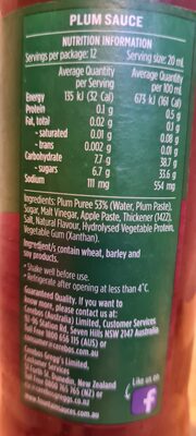 fountain plum sauce ingredients label