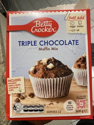 Triple Chocolate Muffin Mix (uncooked) front packaging