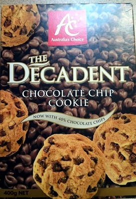 The Decadent chocolate Chip Cookie front packaging