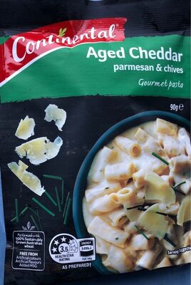 Aged Cheddar parmesan & chives front packaging