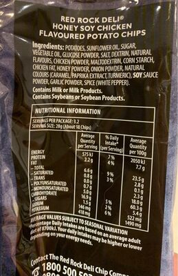 RR HONEY SOY CHICKEN 90g nutrition facts table