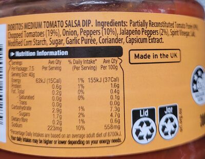 Doritos Medium salsa imp ingredients label