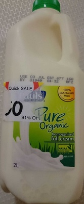 Pure Organic Homogenised Full Cream Milk