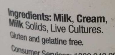 greek style all natural yogurt ingredients label