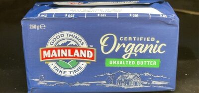 Organic certified unsalted butter