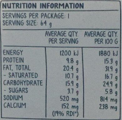 Munchables Mix’n’Munch nutrition facts table