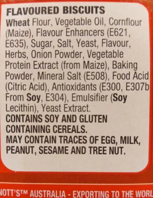 Arn Shapes RST Chicken 165G / 1 ingredients label