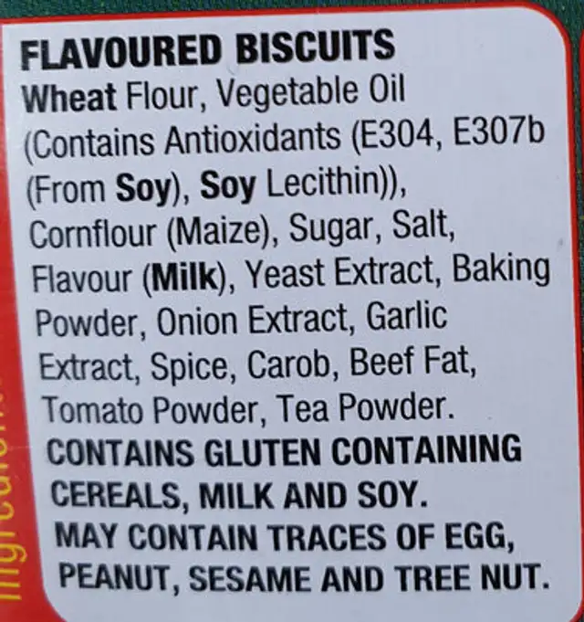 Shapes Sausage Sizzle ingredients label