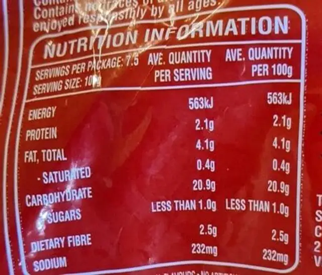 Golden crunch beer batter chips nutrition facts table