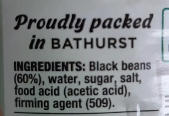 BLACK BEANS PICKED & SOAKED ingredients label