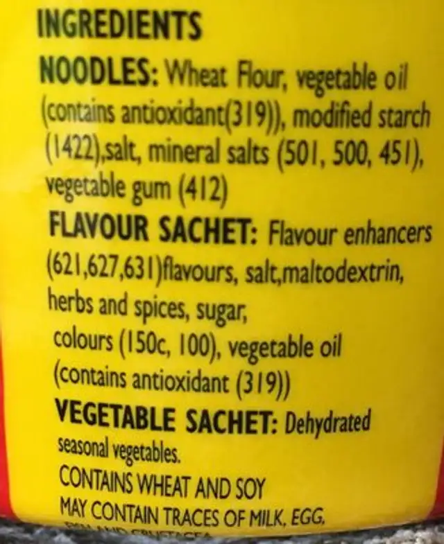 Noodles hearty beef ingredients label