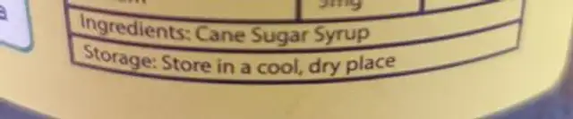 Golden syrup ingredients label