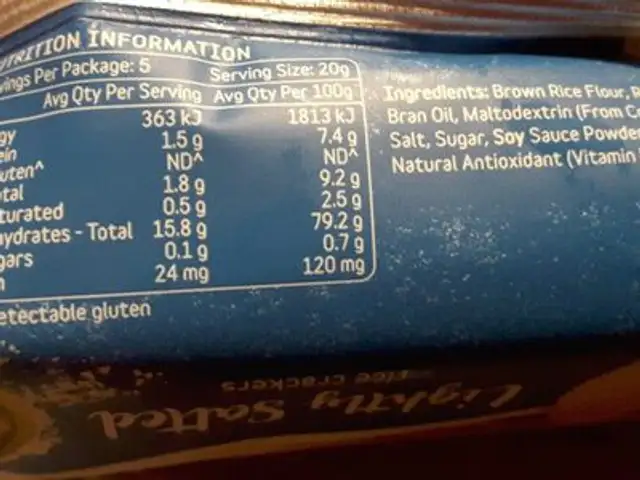 Peckish Brown Rice Cracker L / S 100G ingredients label