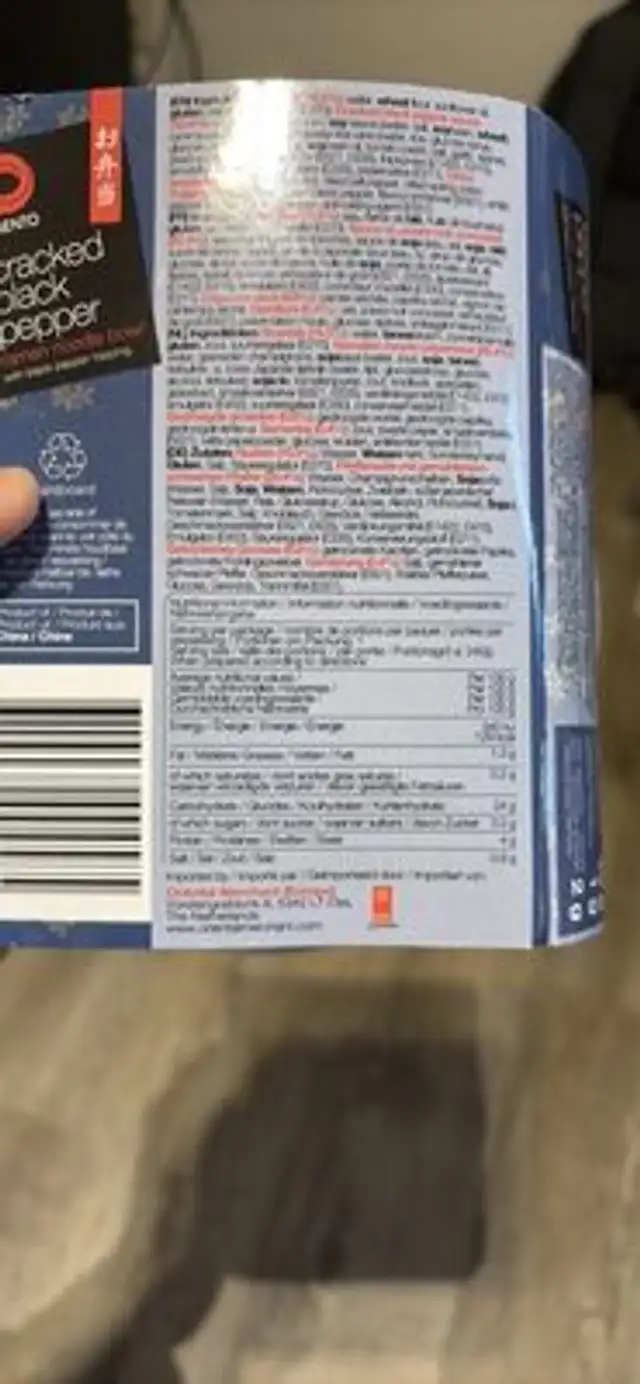 cracked black pepper ramen noodle bowl nutrition facts table
