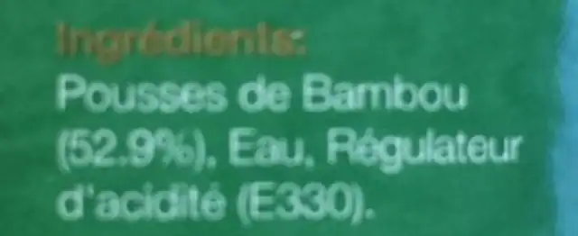 Pousse De Bambou En Tranche ingredients label