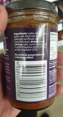 Panaeng curry paste ingredients label