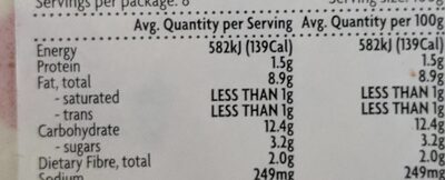 Cole's Potato Salad nutrition facts table