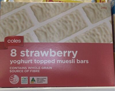 8 Strawberry Yoghurt Topped Muesli Bars front packaging