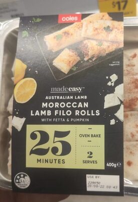 Moroccan lamb filo rolls