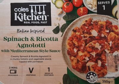 Spinach and Ricotta Agnolotti with Mediterranean Style Sauce