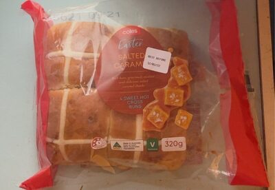 Salted Caramel Hot Cross Buns 4 Pack